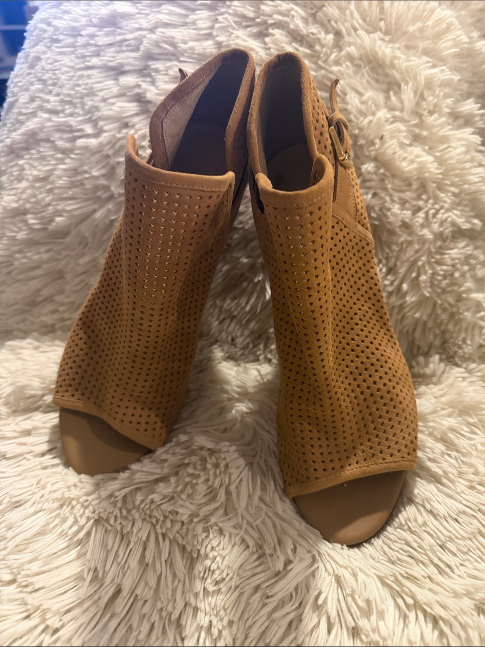 Sam Edelman Perforated Open-Toe Mule Sandals - Tan